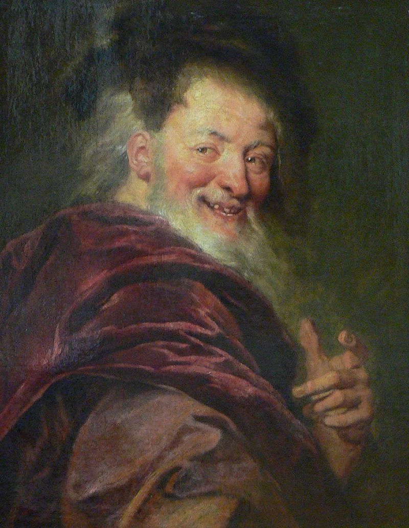 Democritus, pictură de Antoine Coypel, muzeul Louvre, Paris, sursă Wikipedia.